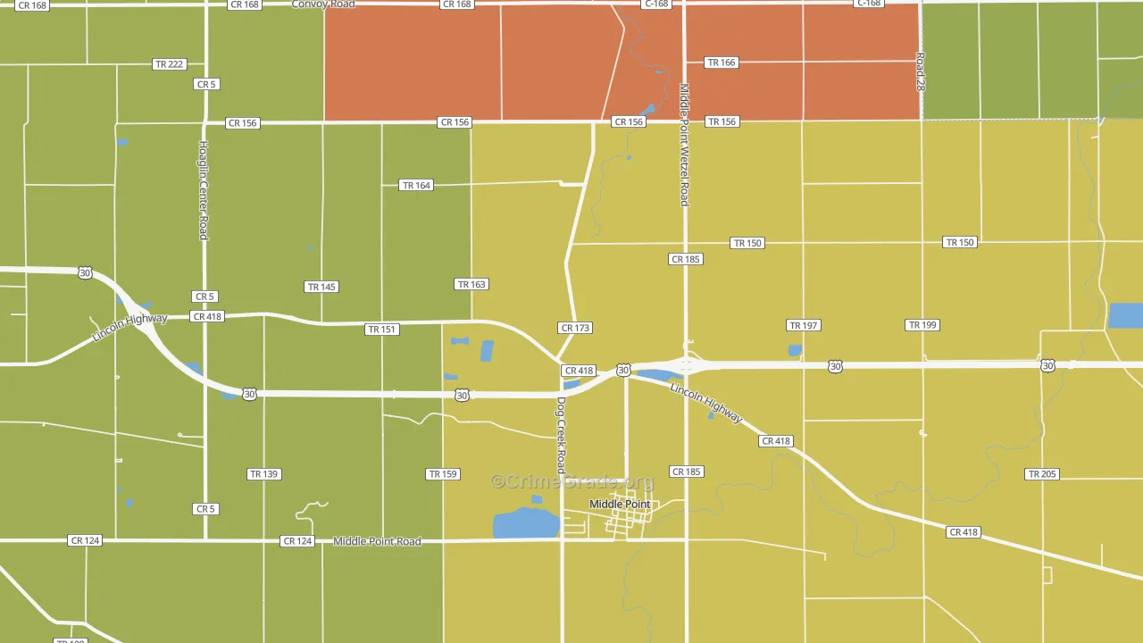 Middle Point, OH Map of Murder Rates