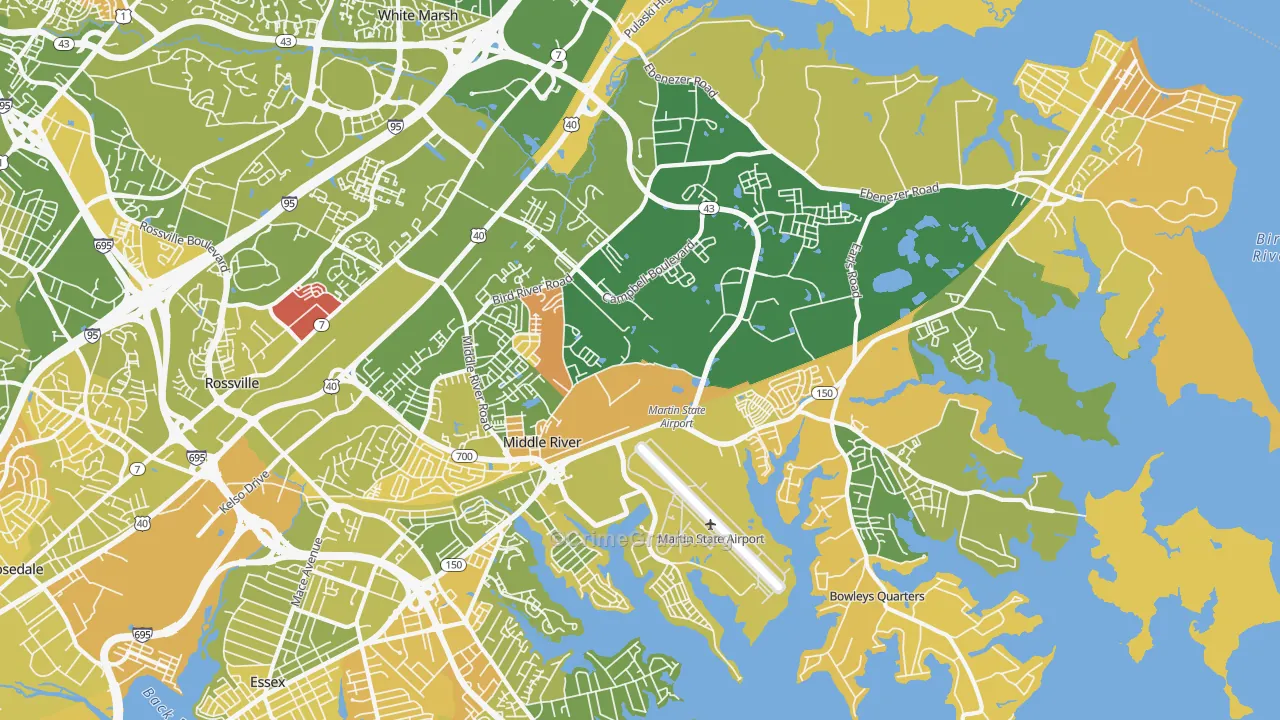 Middle River, MD Map of Murder Rates