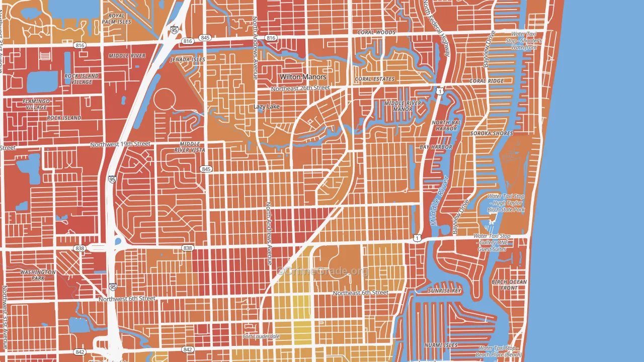 Middle River Terrace, Fort Lauderdale, FL Map of Murder Rates