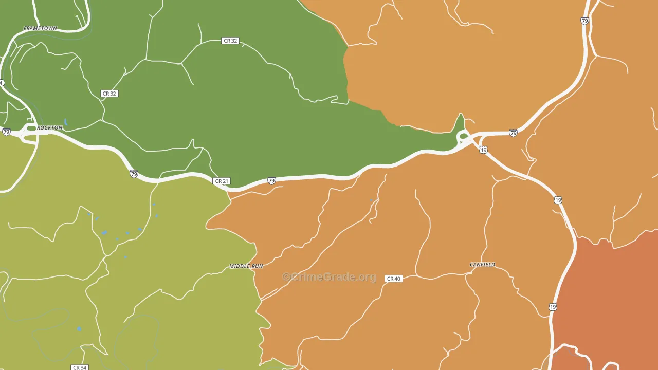 Middle Run, WV Map of Murder Rates