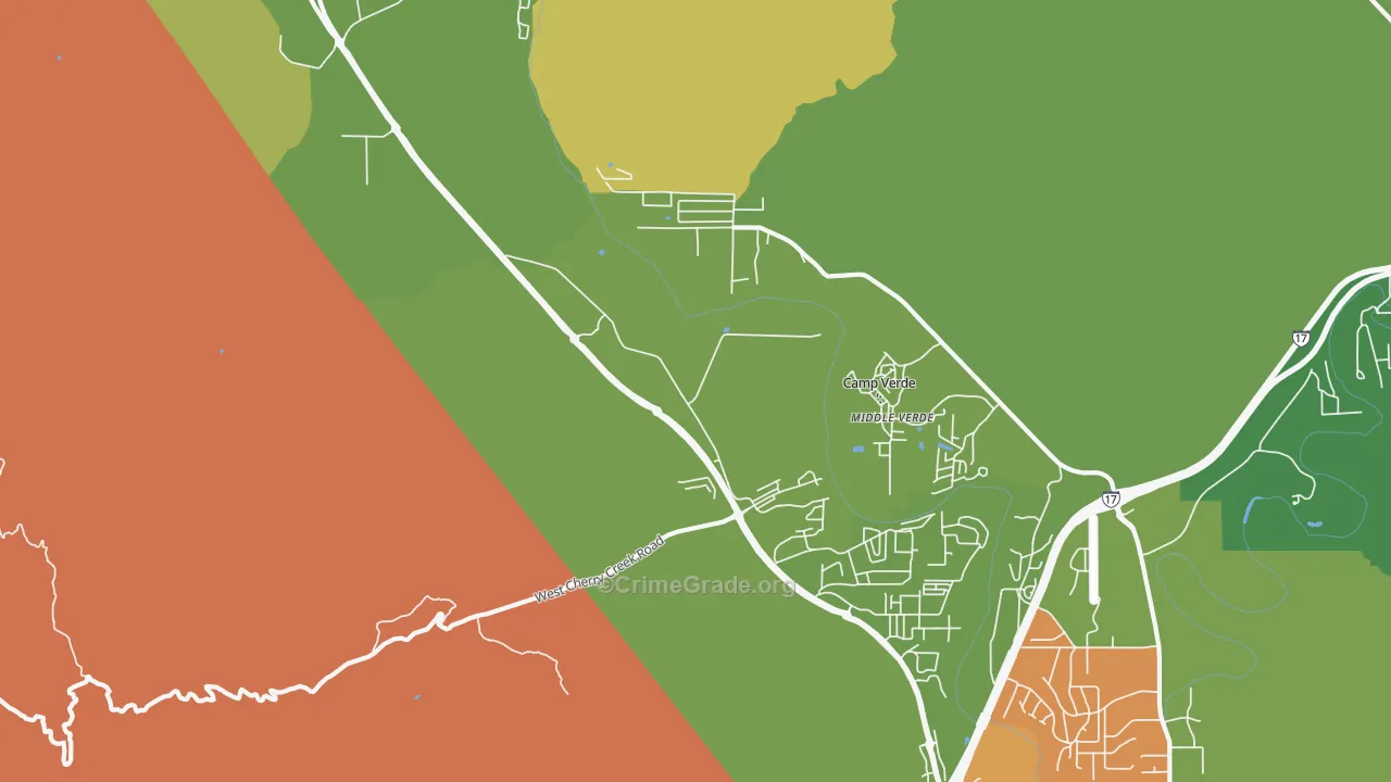 Middle Verde, AZ Map of Murder Rates