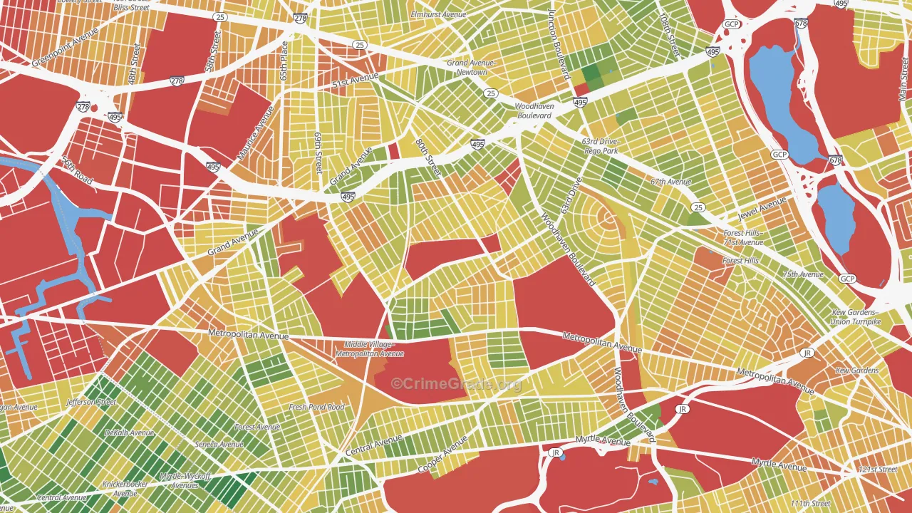 Middle Village, Queens, NY Map of Murder Rates