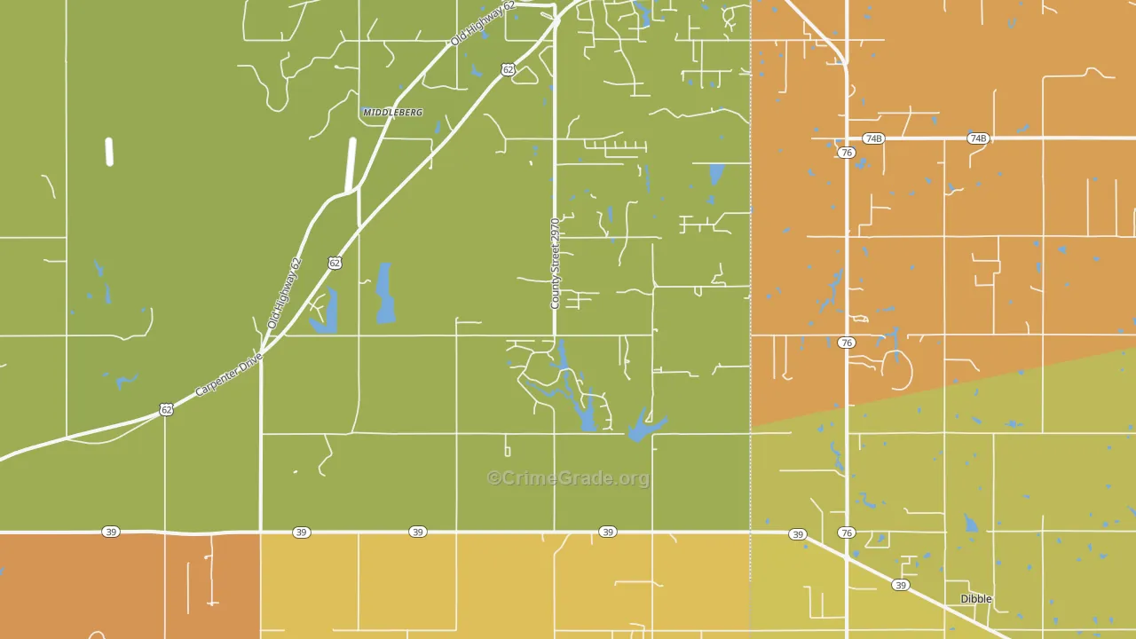 Middleberg, OK Map of Murder Rates