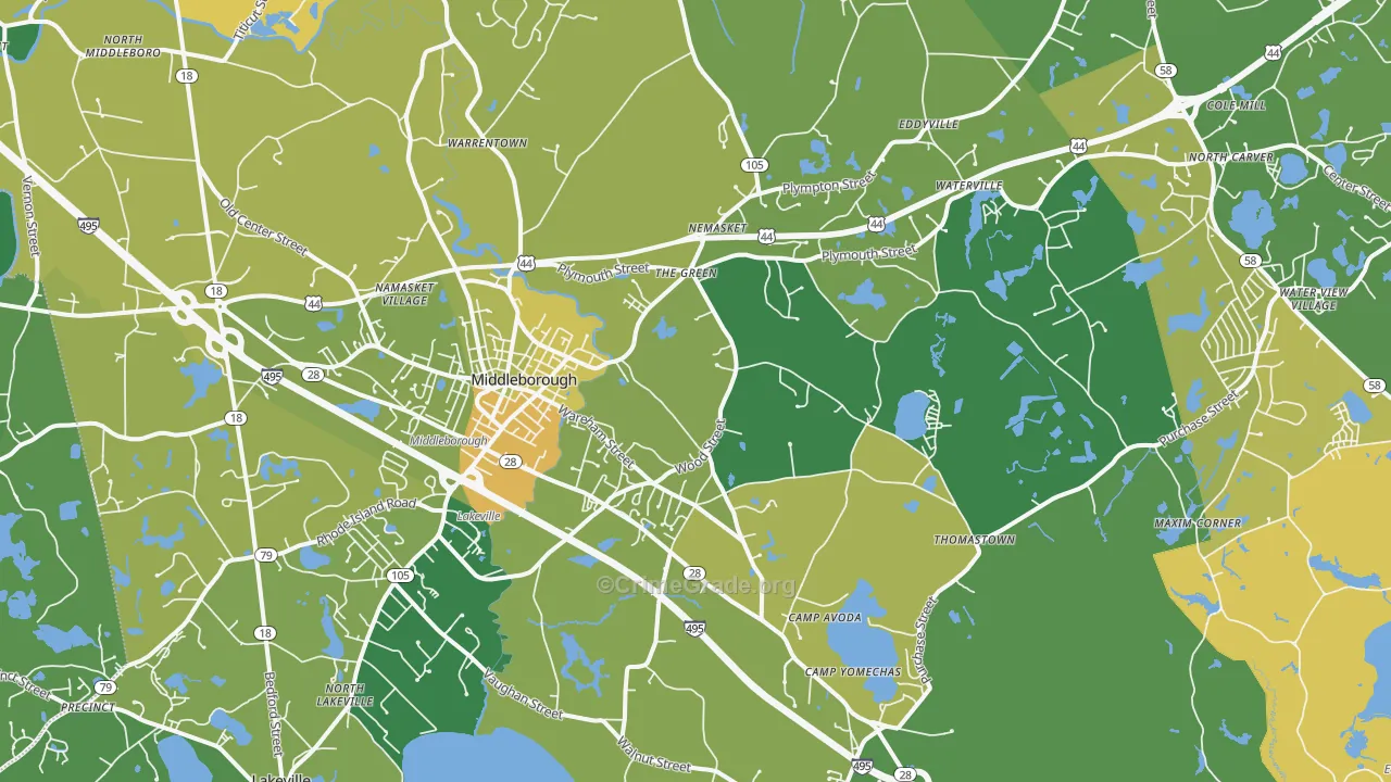 Middleboro, MA Map of Murder Rates