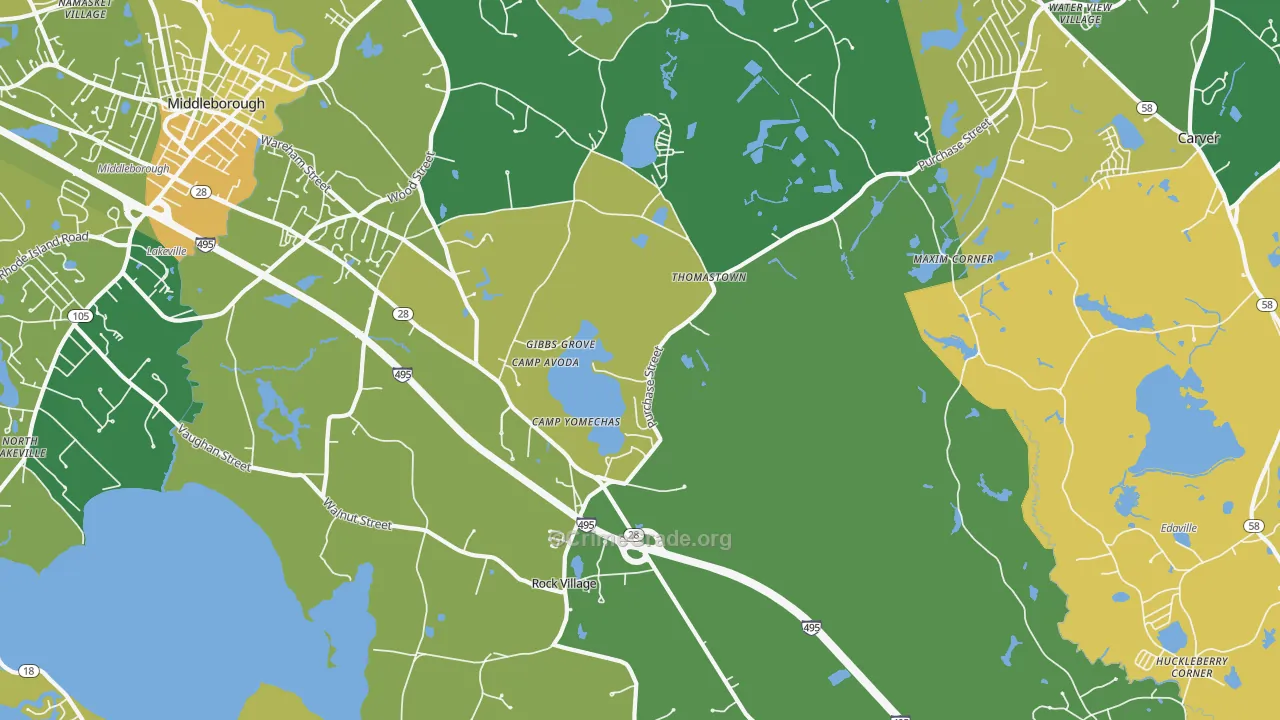 Middleborough, MA Map of Murder Rates