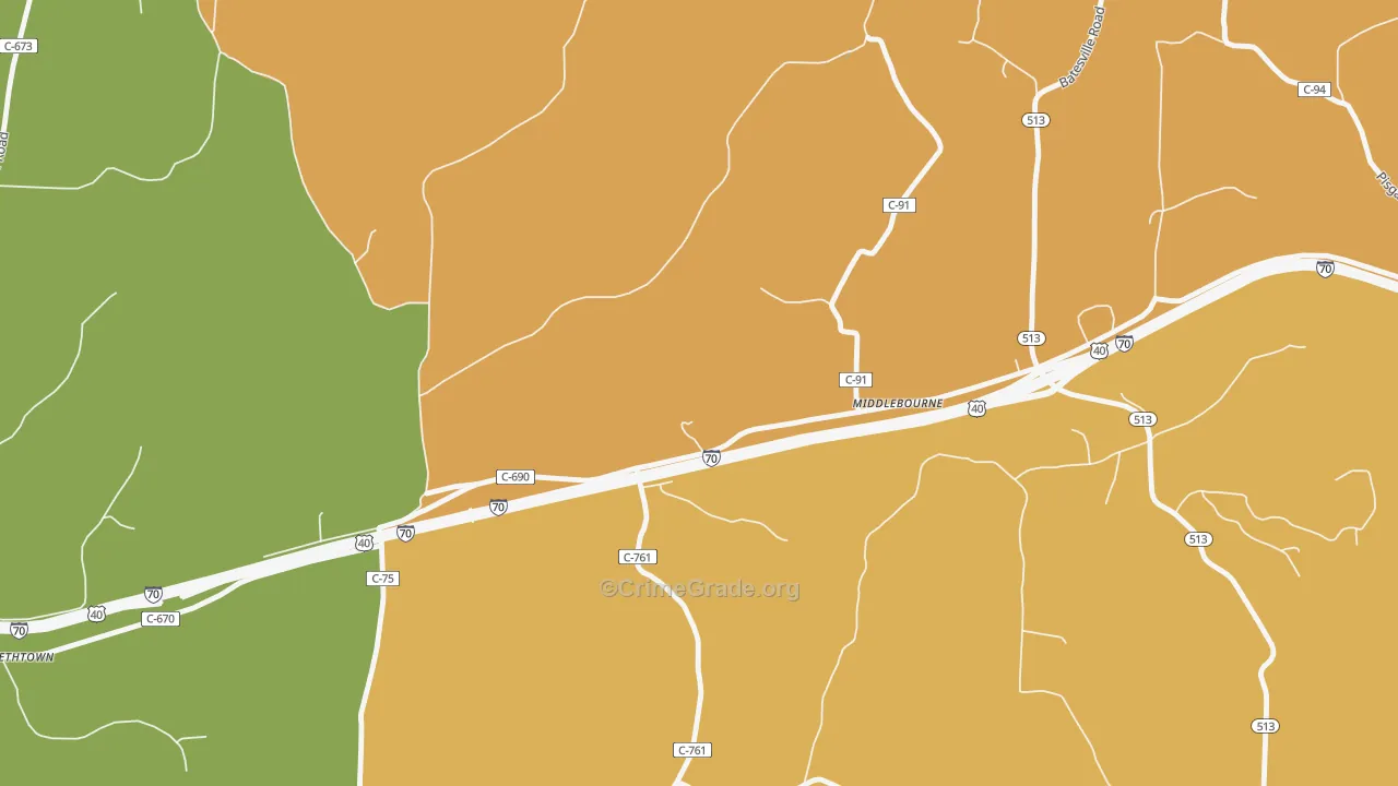 Middlebourne, OH Map of Murder Rates