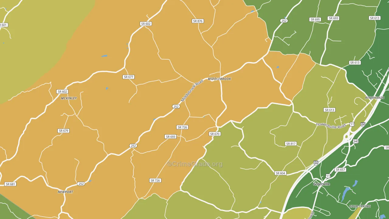 Middlebrook, VA Map of Murder Rates
