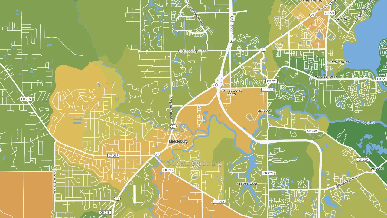 Middleburg, FL Map of Murder Rates