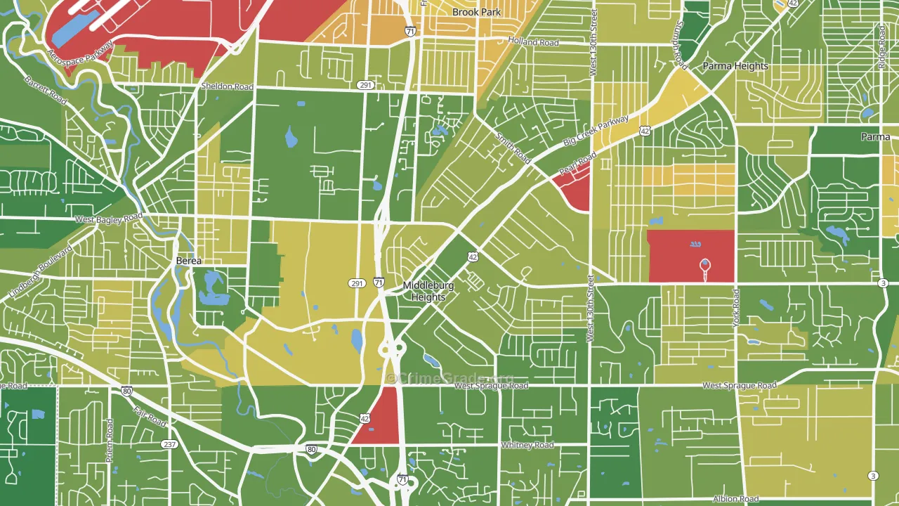 Middleburg Heights, OH Map of Murder Rates