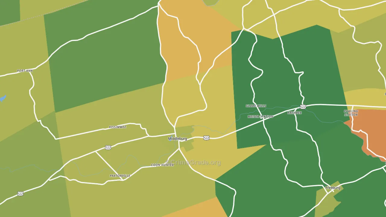 Middleburg, PA Map of Murder Rates