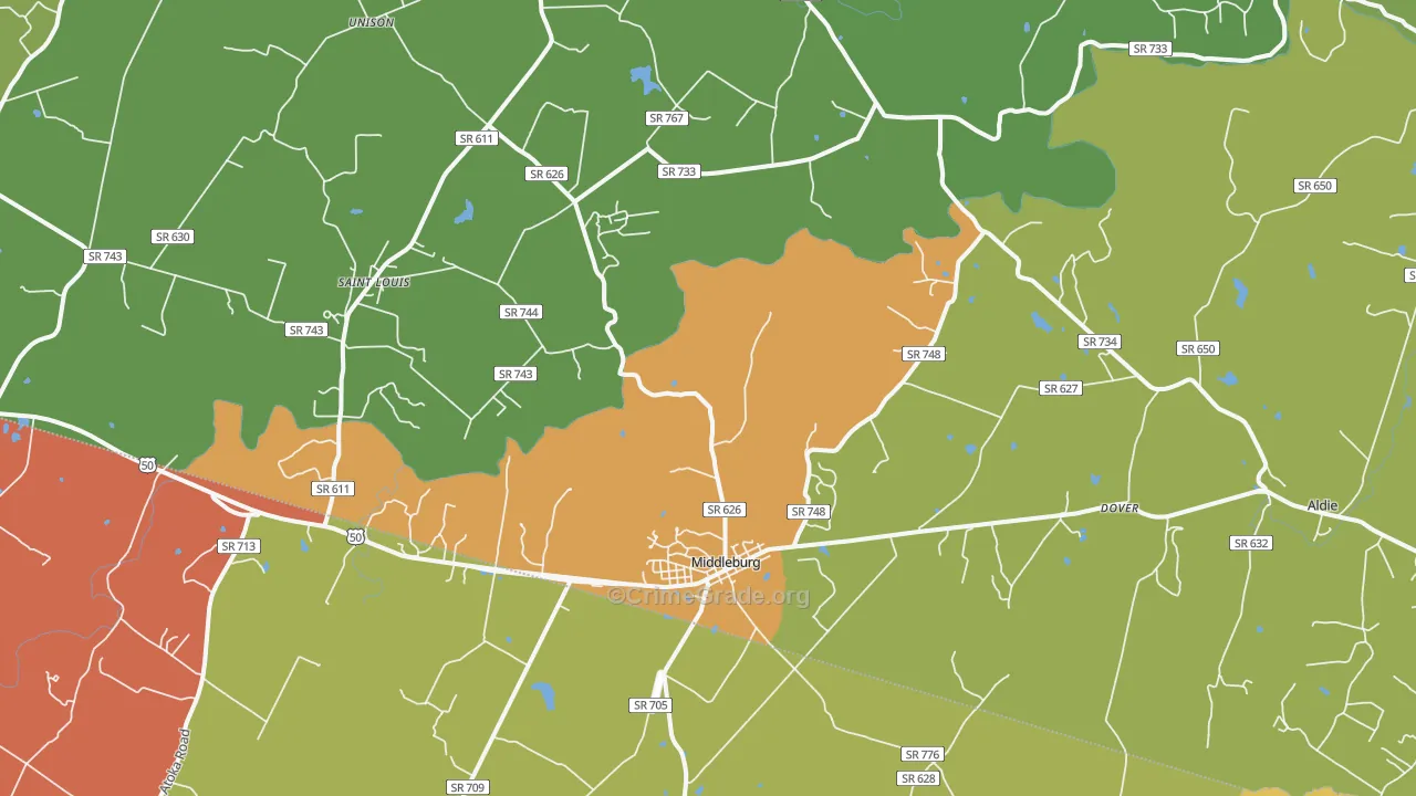 Middleburg, VA Map of Murder Rates