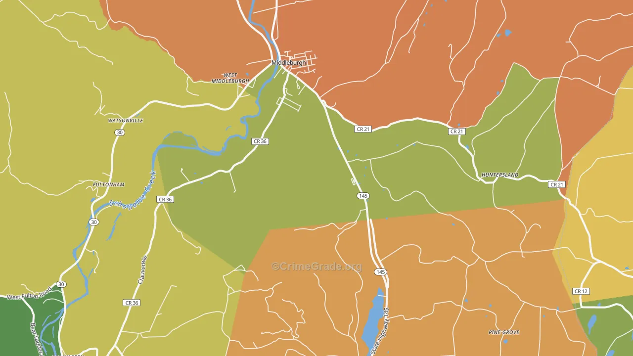 Middleburgh, NY Map of Murder Rates