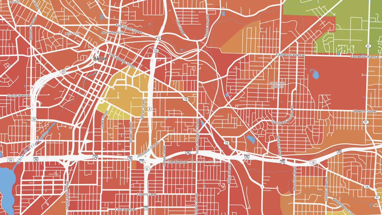 Middlebury, Akron, OH Map of Murder Rates