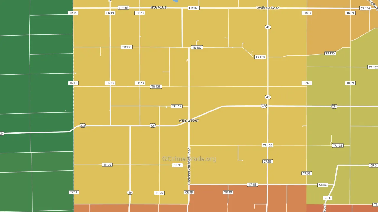 Middlebury, OH Map of Murder Rates