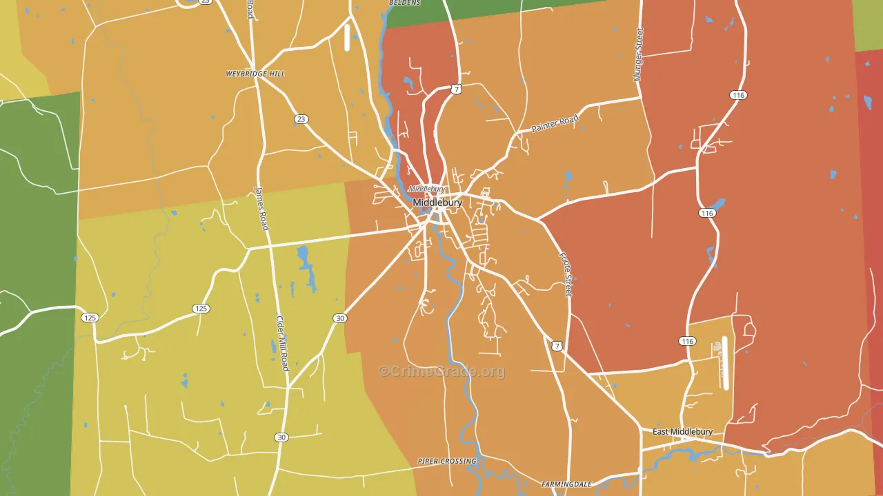Middlebury, VT Map of Murder Rates