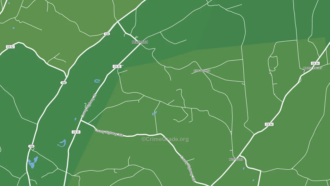 Middlefield, NY Map of Murder Rates