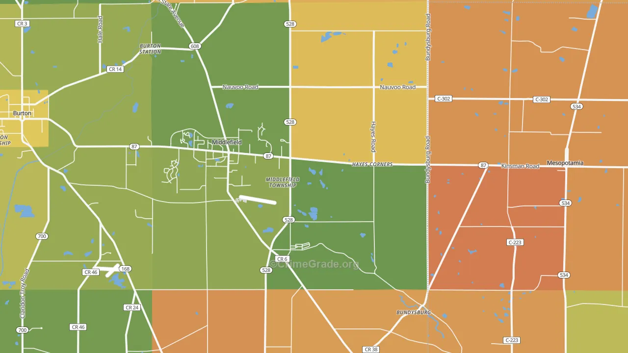 Middlefield, OH Map of Murder Rates