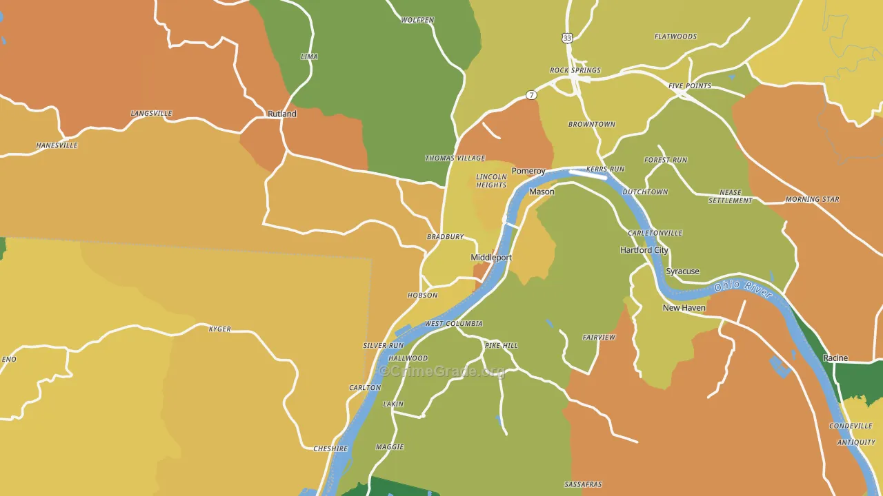 Middleport, OH Map of Murder Rates