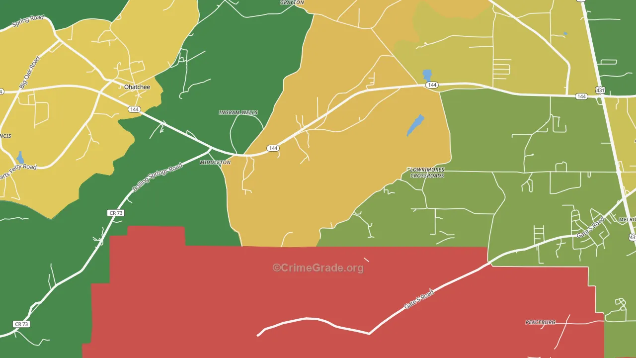 Middleton, AL Map of Murder Rates