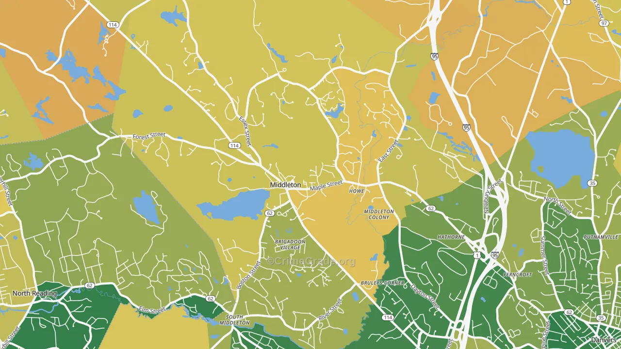 Middleton, MA Map of Murder Rates