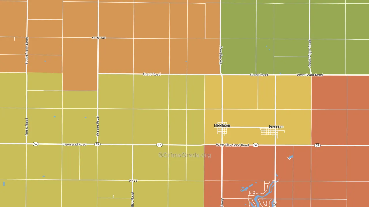 Middleton, MI Map of Murder Rates