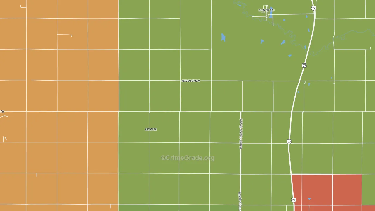 Middleton, OK Map of Murder Rates