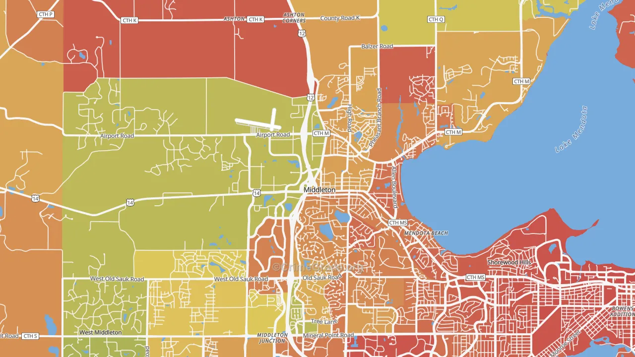Middleton, WI Map of Murder Rates