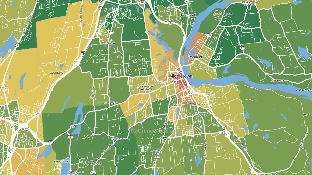 Middletown, CT Map of Murder Rates