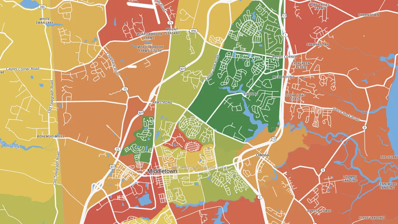 Middletown, DE Map of Murder Rates