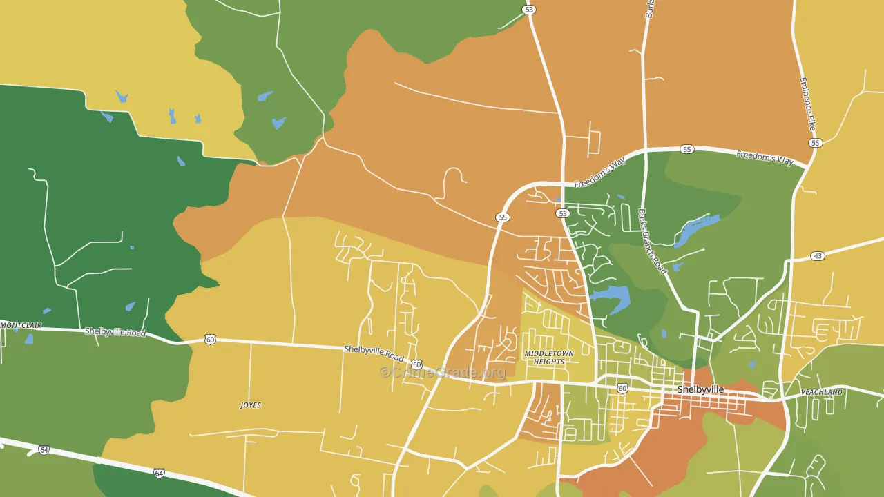 Middletown Heights, KY Map of Murder Rates