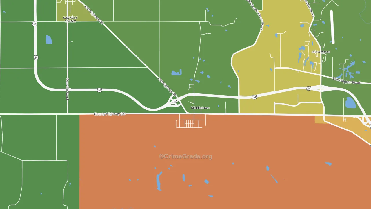 Middletown, IA Map of Murder Rates