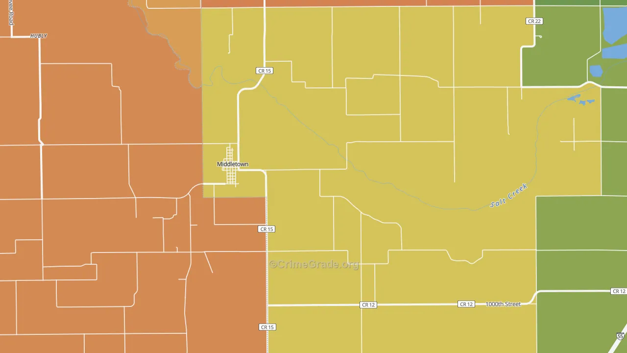 Middletown, IL Map of Murder Rates