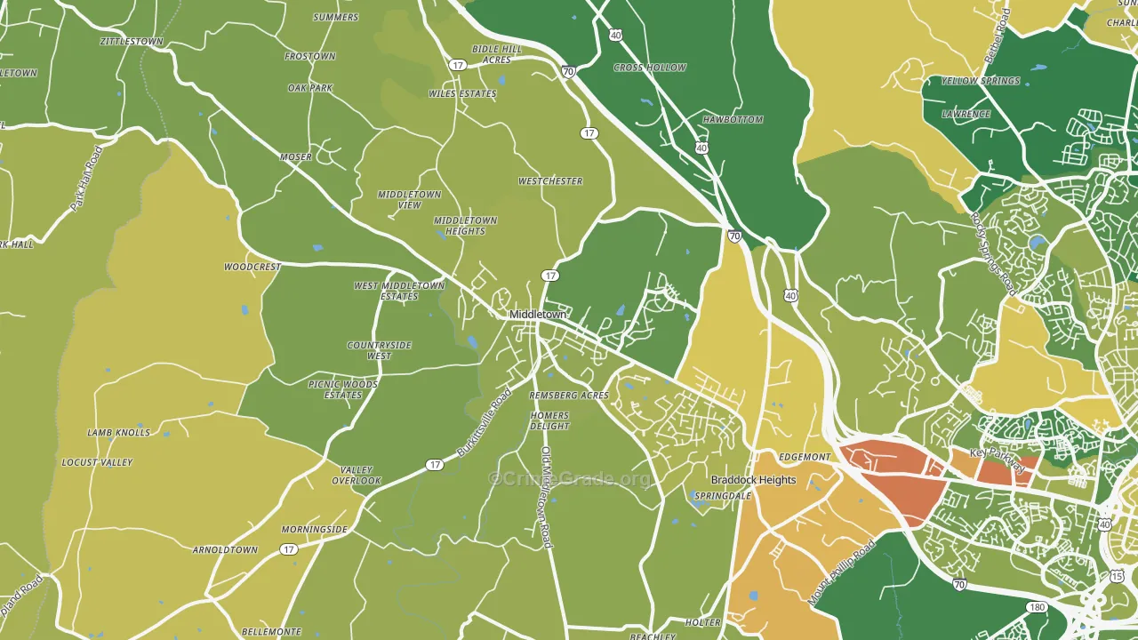 Middletown, MD Map of Murder Rates