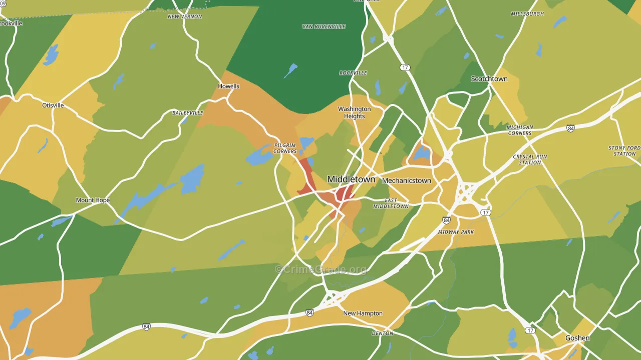 Middletown, NY Map of Murder Rates