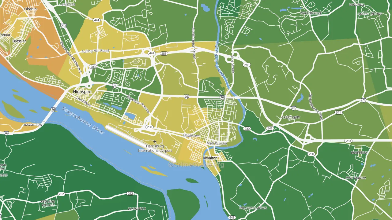 Middletown, PA Map of Murder Rates