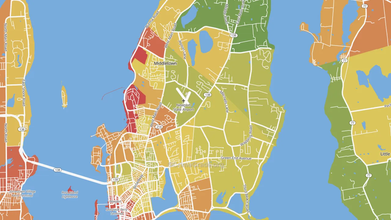 Middletown, RI Map of Murder Rates