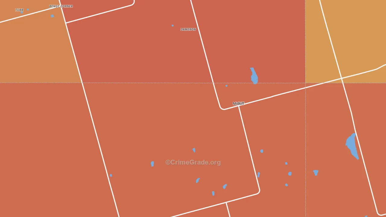 Midkiff, TX Map of Murder Rates