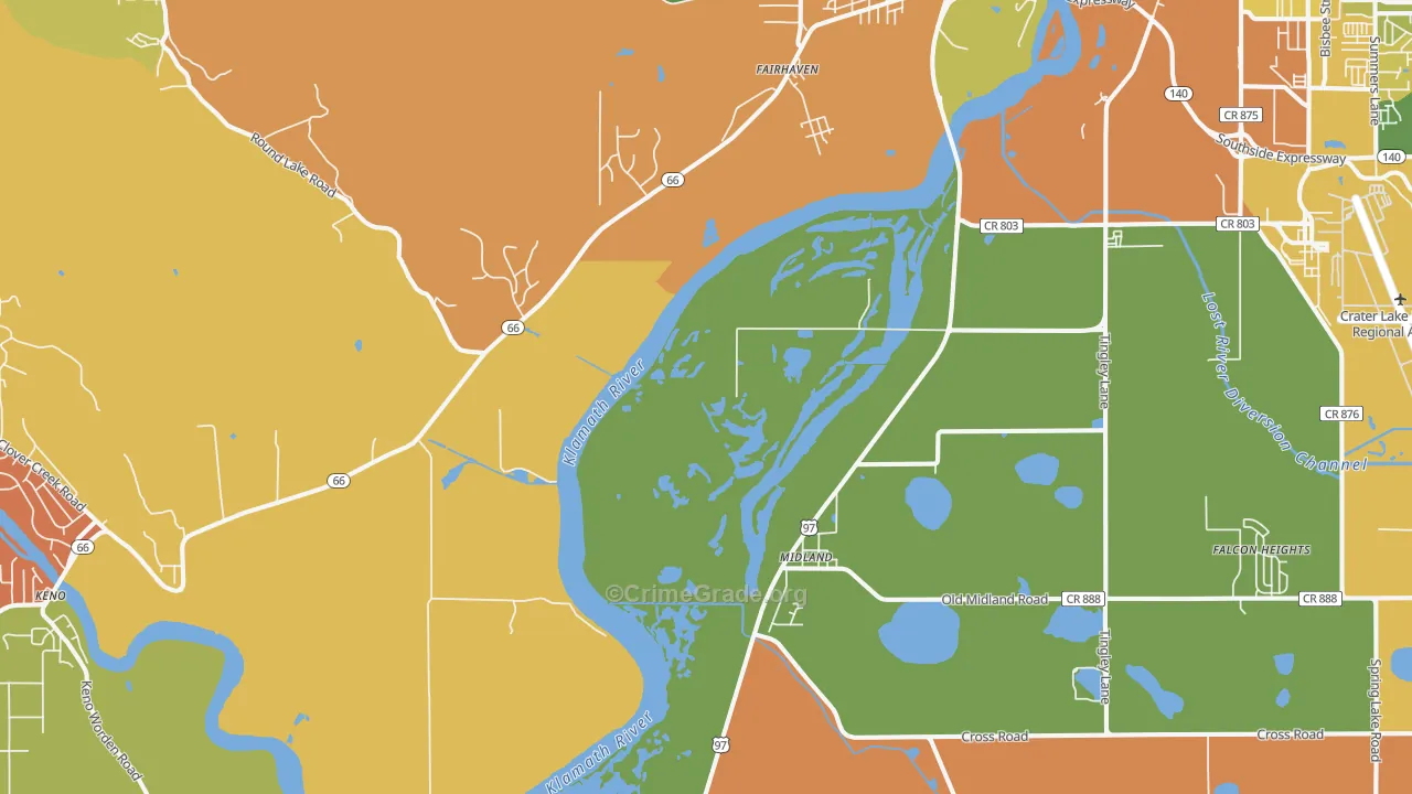 Midland, OR Map of Murder Rates