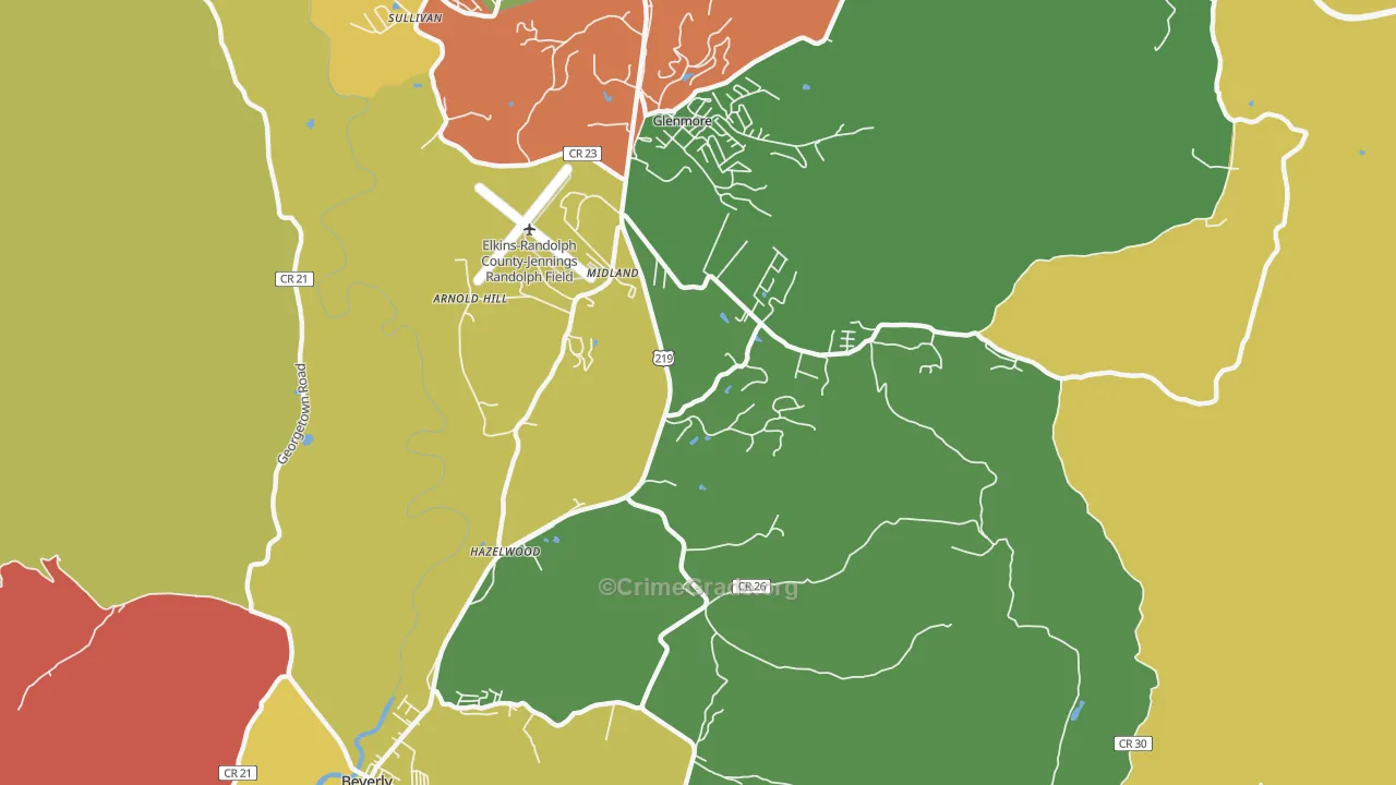 Midland, WV Map of Murder Rates