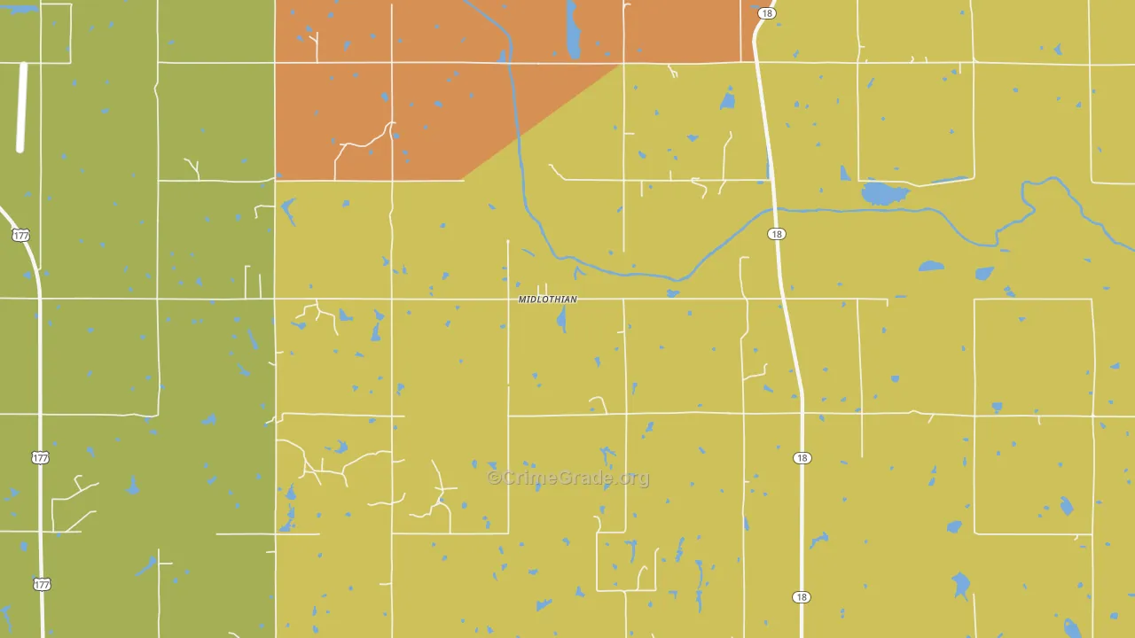 Midlothian, OK Map of Murder Rates