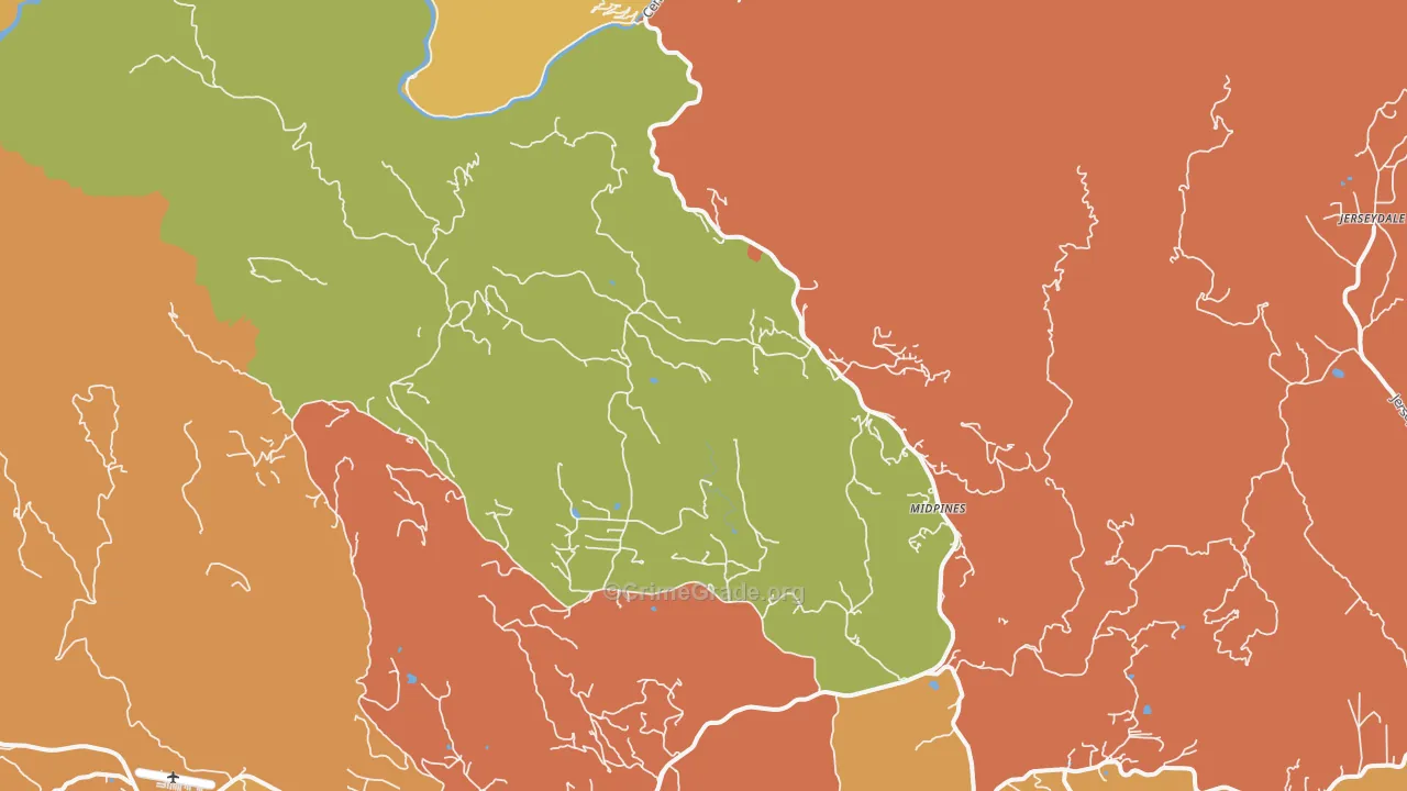 Midpines, CA Map of Murder Rates
