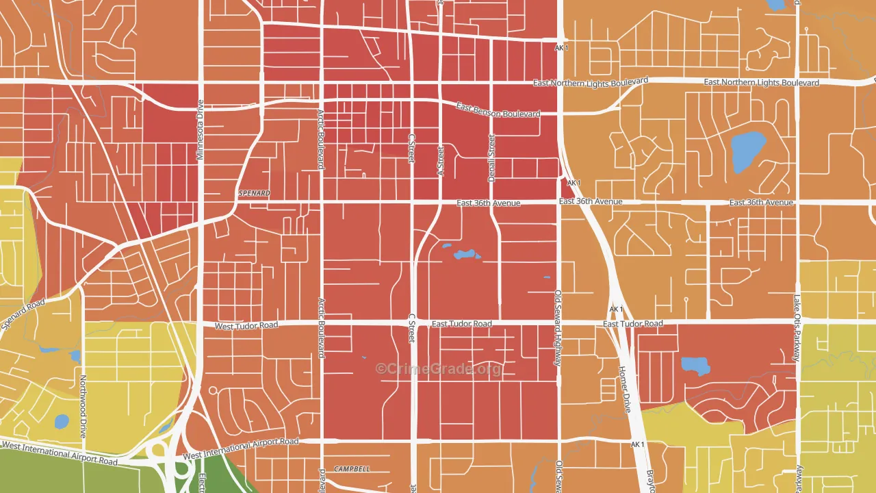 Midtown, Anchorage, AK Map of Murder Rates