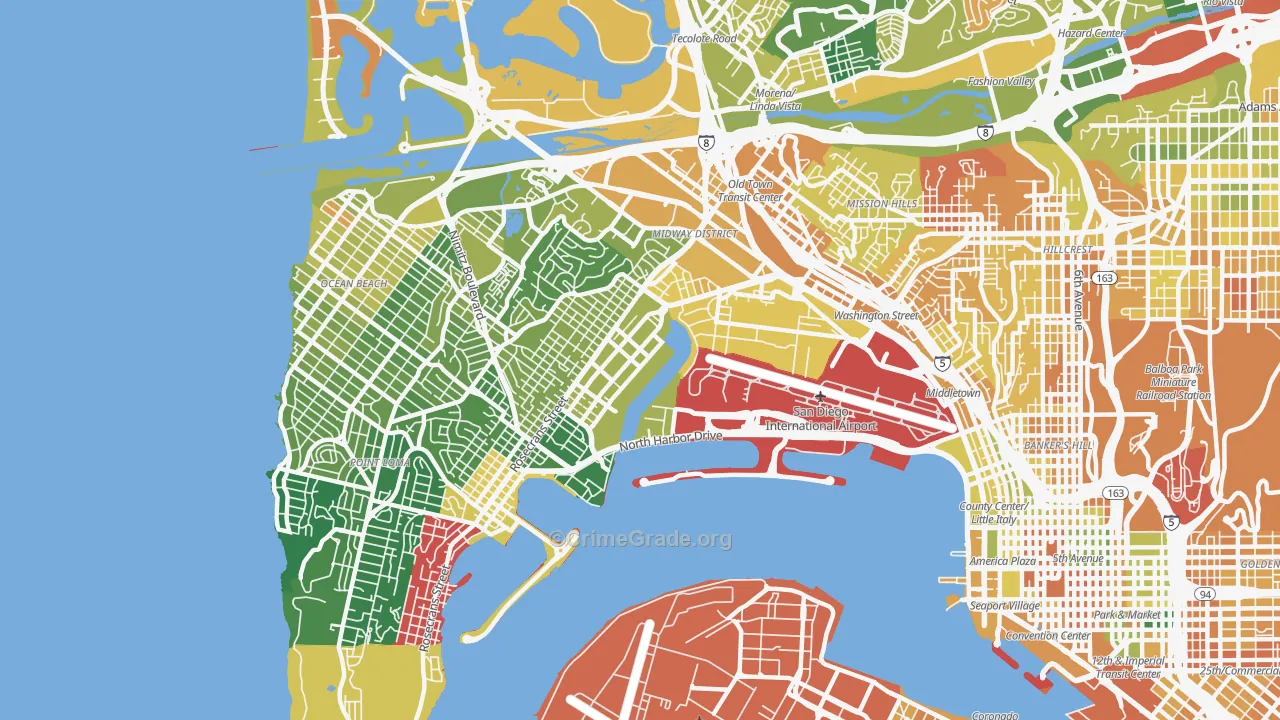 Midtown District, San Diego, CA Map of Murder Rates