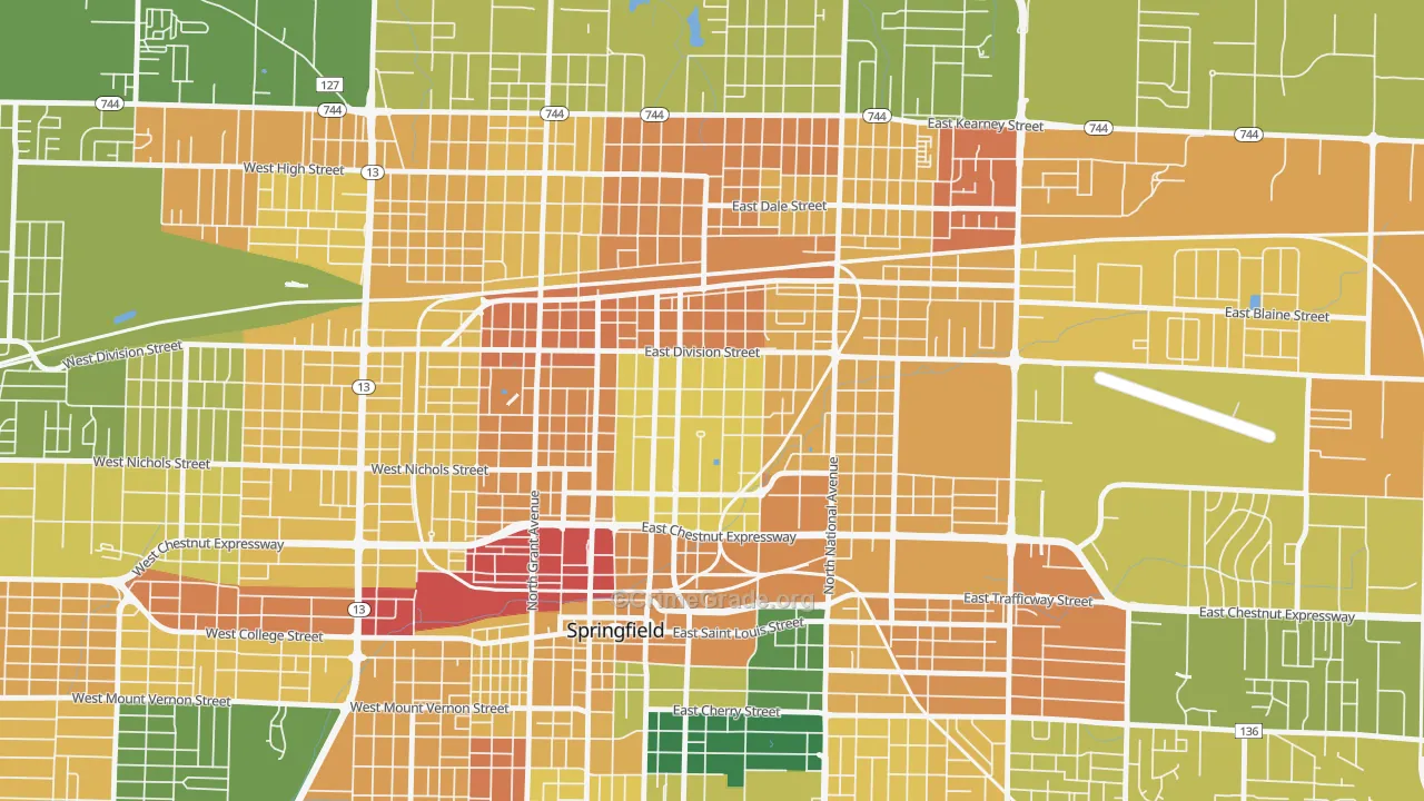 Midtown Springfield, Springfield, MO Map of Murder Rates