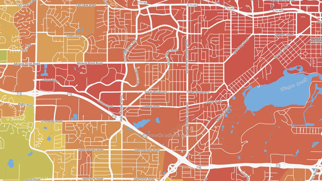Midvale Heights, Madison, WI Map of Murder Rates