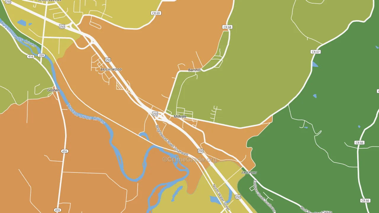 Midvale, OH Map of Murder Rates