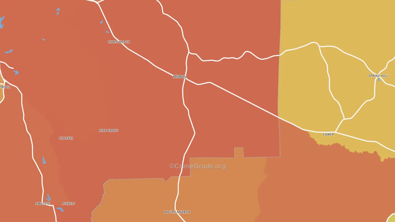 Midway, AL Map of Murder Rates