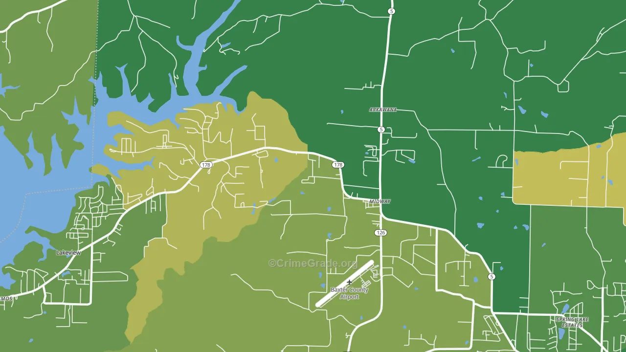 Midway, AR Map of Murder Rates