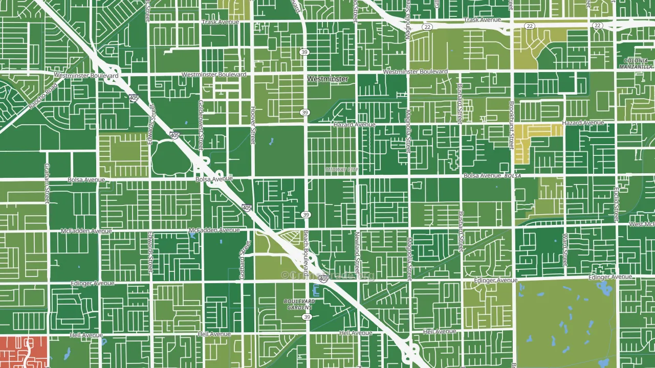 Midway City, CA Map of Murder Rates