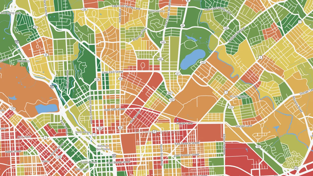 Midway-Coldstream, Baltimore, MD Map of Murder Rates